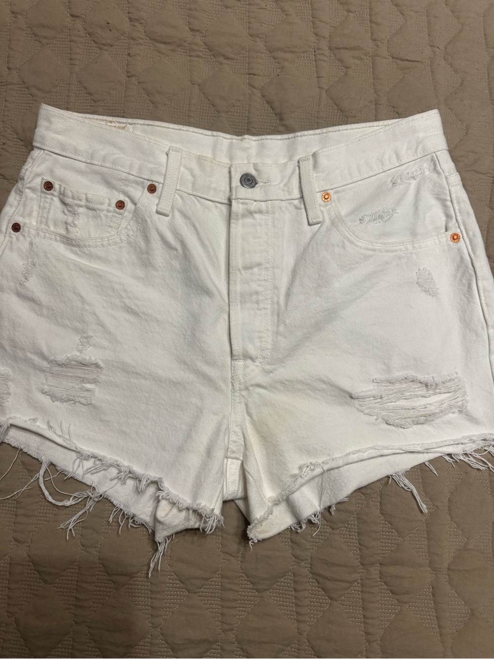 Levi's 501 High-Rise White Distressed Women's Denim Shorts
